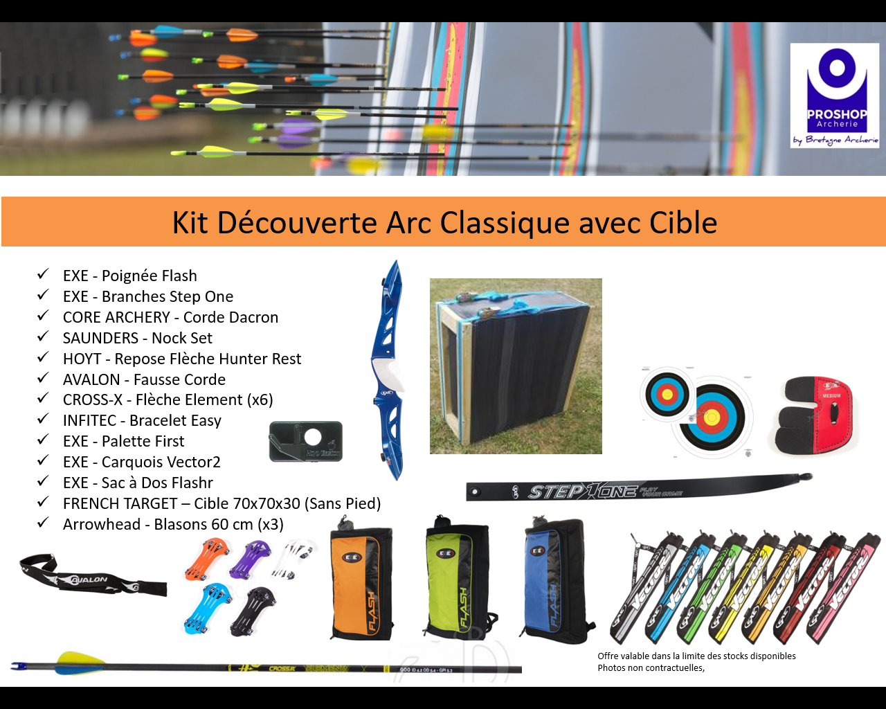 Kits initiation, Kit Arc découverte Classique + cible 2024, Kit